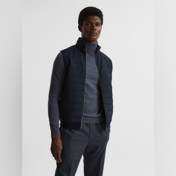 Reiss Other - Reiss navy William quilted gilet vest